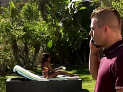 Americano, Culo, Ébano, Interracial, Aceite, Orgasmo, Al aire libre, Tetas