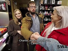 Grosser schwanz, Bisexuell, Europäisch, Fussjob, Hd, Swingers, Ehefrau, Frauentausch