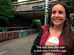 Mooi, Bruinharig, Erotisch, Europees, Hardcore, Buiten, Gezichtspunt, Openbaar