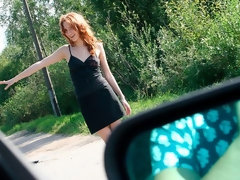 Pijpbeurt, Auto, Sperma shot, Hondjeshouding, Handbeurt, Roodharige vrouw, Geschoren, Trio