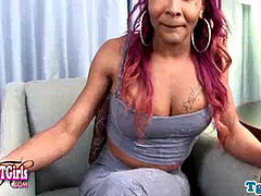 Americano, Verga grande, Negro, Ébano, Abierta, Masturbación, Transexual, Solo