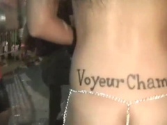 Braziliaans, Flashing, Man, Latijnse vrouw, Openbaar, String, Bekijker, Vrouw