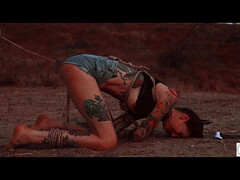 DOMTHENATION - Flogged lady sobs while flogged and gobbles culo