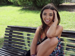 Tanned brunette Frida Sante has intense sex in the park POV