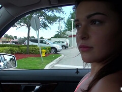 Amateur, Nana, Noire, Voiture, De plein air, Pov, Réalité, Rasée