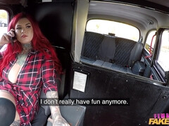 Curvy taxi driver with juicy melons sucks and fucks Thomas's cock