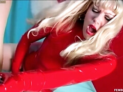 Bondage, Mignonne, Gorge profonde, Queue, Femme dominatrice, Latex, Orgasme, Chatte