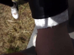 Enthousiasteling, Grote lul, Pijpbeurt, Sperma in mond, Sperma shot, Hd, Buiten, Openbaar