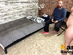 Cuckold My husband masturbating asked me to fuck the gift with a massage and his big cock. Pamelayjesus couple real swingers