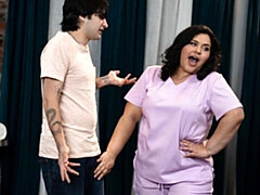 BBW brunette Karla Lane nicely fucked by young big penis