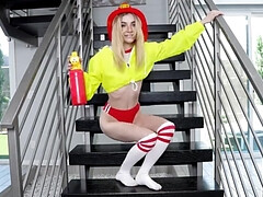 18 ans, Blonde, Sucer une bite, Hard, Léchez, Chatte, Adolescente, Nénés