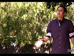 Skinny nymph copulates with bfs dad