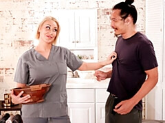 デカ尻, デカパイ, ブロンド, フェラチオ, バック, 淫乱熟女, ショートヘア, オッパイの