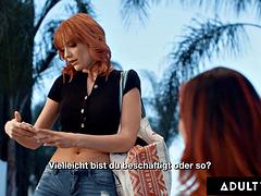 美女, ドイツ人, ハードコア, なめる, 現実, 赤毛, 剃毛, オッパイの