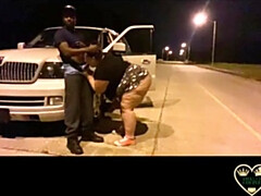 Plus-Size plows big black cock in the middle of the street