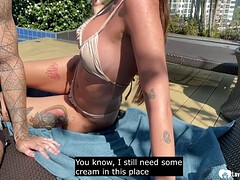 お尻, デカ尻, フェラチオ, 茶髪の, 指いじり, オマンコ, 女子高生, 剃毛