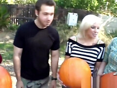 Pornstars pick up random guys to fuck for Halloween
