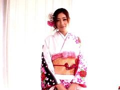 Watch this hot Asian MILF spread and get creampied by a hung dude's dong