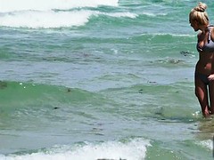 Tussi, Strand, Bikini, Blondine, Rasiert