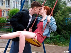 Nerdy redhead taking a facial