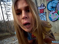 Grosse titten, Braunhaarige, Hd, Monster, Im freien, Pov, Öffentlich, Rau