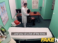 Ania Kinski chokes on doctors' load in POV fake hospital exam