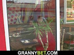 Picked up huge old grandma rides his horny cock