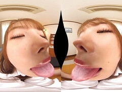 POV Licking Japanese fetish cosplay - brunette babe in schoolgirl uniform