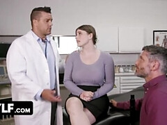 Hopeful Husband Watches as The Doctor Gives Fertility Treatment to Moaning Wife