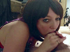 Stepmom inhales stepson while her Stepdaughter is beside #POV #swallow