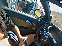 デカパイ, ブロンド, 車, 捕まる, イく瞬間, Hd, イタリア人, オナニー