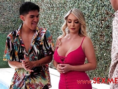 デカ尻, デカパイ, フェラチオ, 茶髪の, チン, 淫乱熟女, 妻