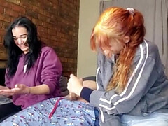 Shy Girls Jerking Off Massive Cock - Double Handjob Threesome FFM