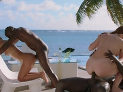 バック, 顔射, グループ, 手コキする, Hd, 異人種間, 自然山雀, オッパイの