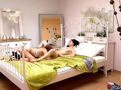 ブロンド, 茶髪の, キス, レズビアン, なめる, パンティ, オマンコ, ティーン