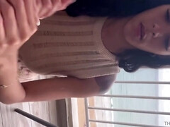 Black babe Kitty only wants to give you a handjob in exclusive POV video