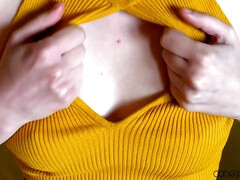 Morena, Pareja, Europeo, Masturbación, Tetas naturales, Pezones inflados, Solo, Tetas