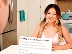 Asiatique, Cul, Sucer une bite, Embrassement, Cuisine, Rasée, Adolescente