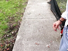 Chica, Culo grande, Mamada, Gordita, Gafas, Al aire libre, Pov, Público