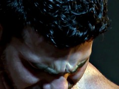 Muscle hunk pounding a hairy male stripper