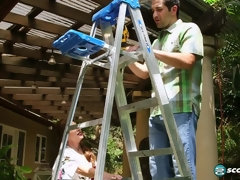 Pijpbeurt, Bruinharig, Sperma in mond, Sperma shot, Rijpe lesbienne, Moeder die ik wil neuken