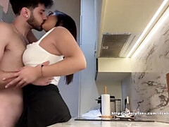 アジア人, お尻, 茶髪の, 眼鏡, キス, オマンコ, ティーン, オッパイの