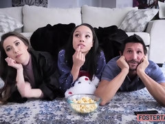 茶髪の, チン, グループ, ハードコア, レズビアン, フェラする, ティーン, 三人