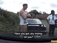 Fake cops with big cocks fucked a big-boobed ebony girlfriend