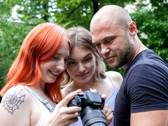 Tussi, Grosser arsch, Blasen, Schwanz, Pornostars, Rotschopf, Flotter dreier