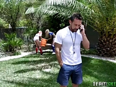 Блондинки, Сперма на лице, На природе, Душ, Тату, Молоденькие, Втроем, Сиськи