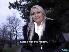 Blondine, Hundestellung, Hardcore, Leder, Geld, Pov, Tätowierung, Titten