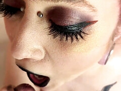 Goth Toilet Slave Slow Motion Piss Facial & Drinking