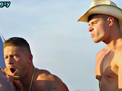 Gay man fucks a cowboys ass outdoors in the desert until he cums