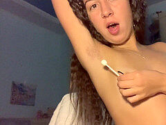 Leie, Braunhaarige, Behaart, Selbstgemacht, Masturbation, Solo